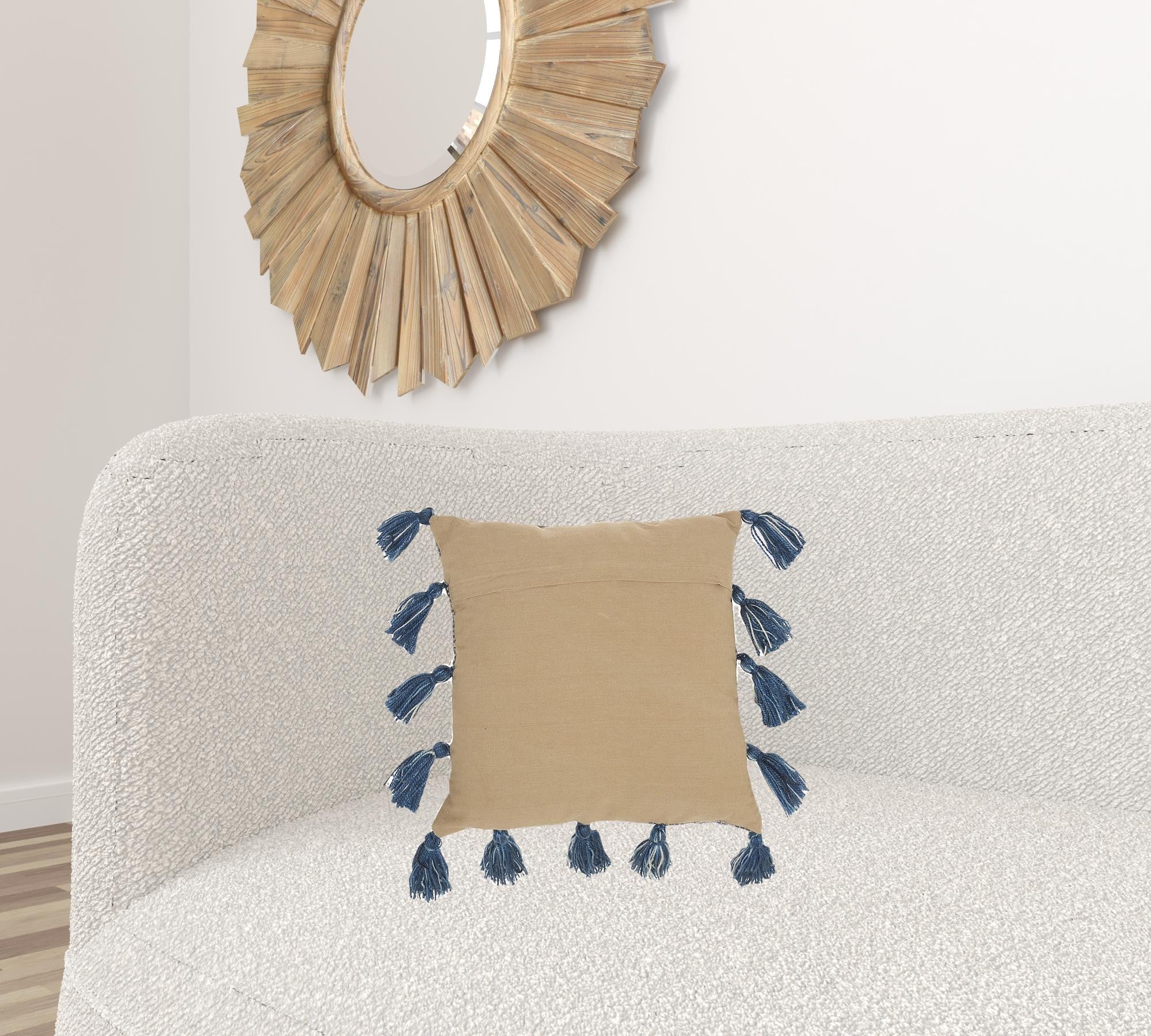 Royal Blue Tasseled Throw Pillow