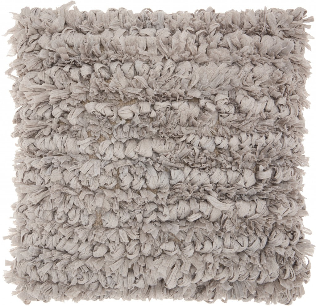 Loose Luscious Shag Taupe Throw Pillow