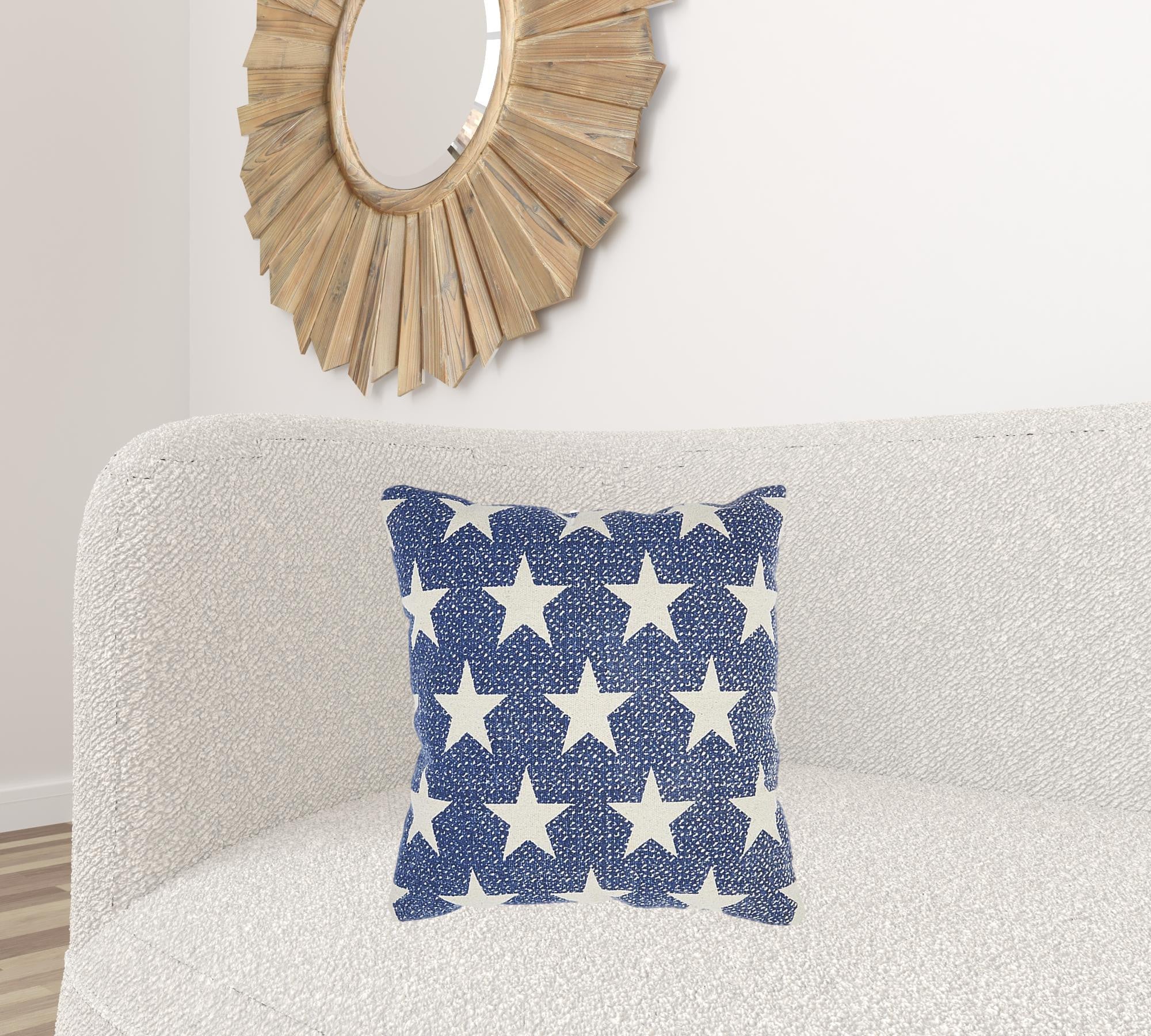 Navy Blue And Ivory Stars Throw Pillow