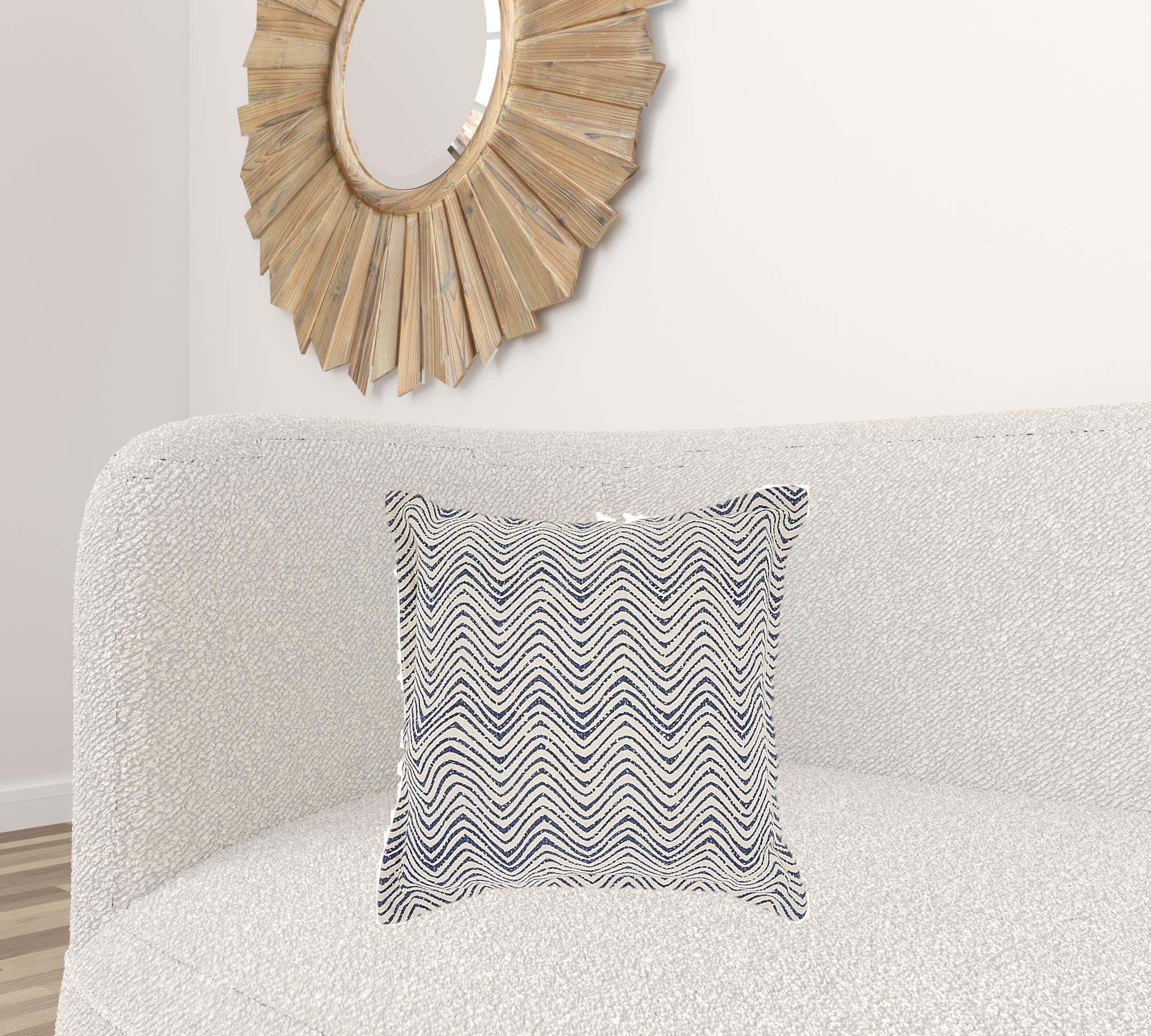 20" Indigo And Ivory Waves Throw Pillow