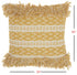 20" Yellow and Ivory Geometric Cotton Throw Pillow With Fringe