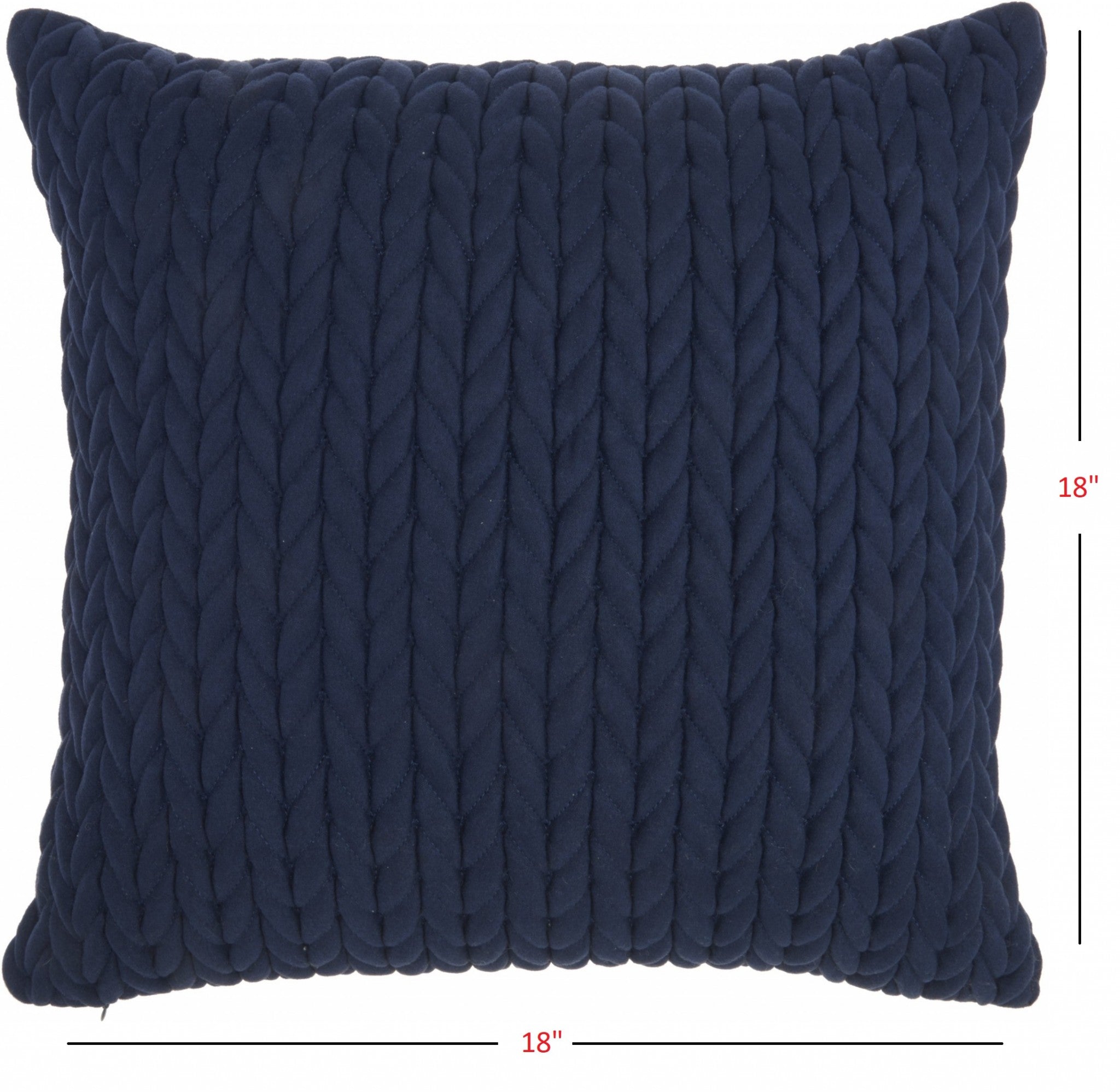 18" X 18" Navy Blue Braided Polyester Zippered Pillow