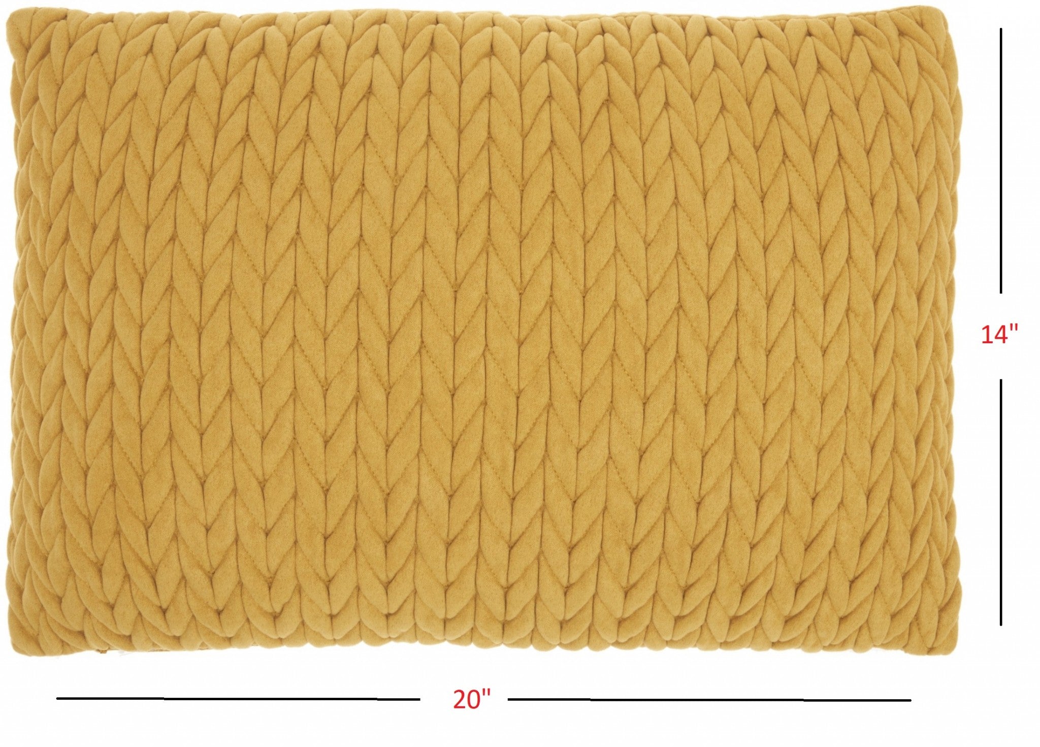 14" X 20" Mustard Yellow Braided Polyester Zippered Pillow