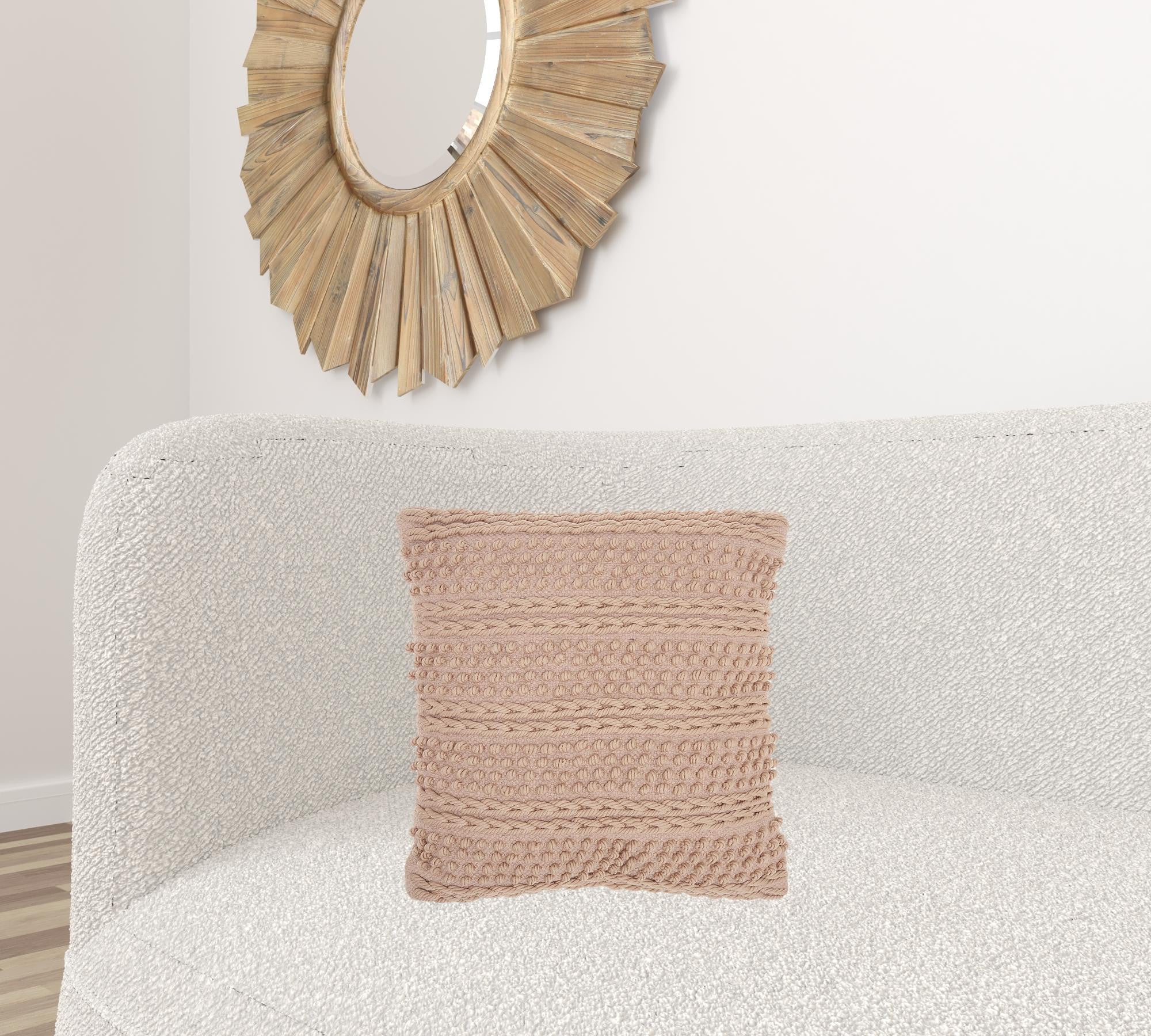 Blush Pink Textured Dots And Stripes Throw Pillow