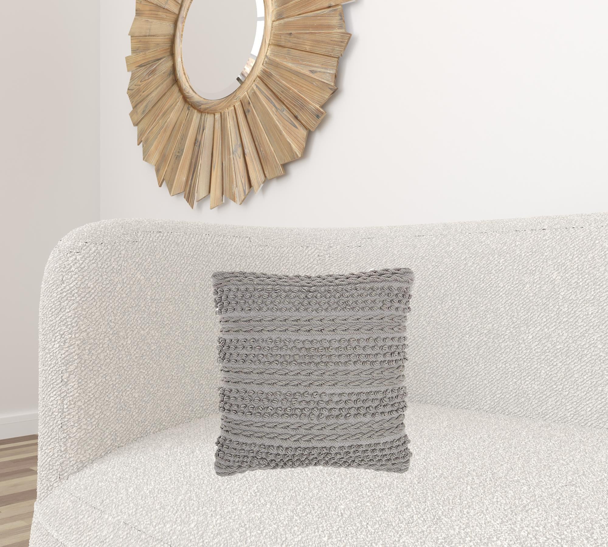 Light Gray Textured Dots And Stripes Throw Pillow