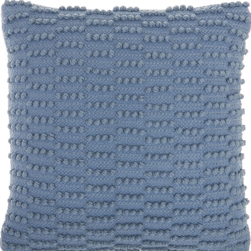 Ocean Blue Textured Broken Stripes Throw Pillow