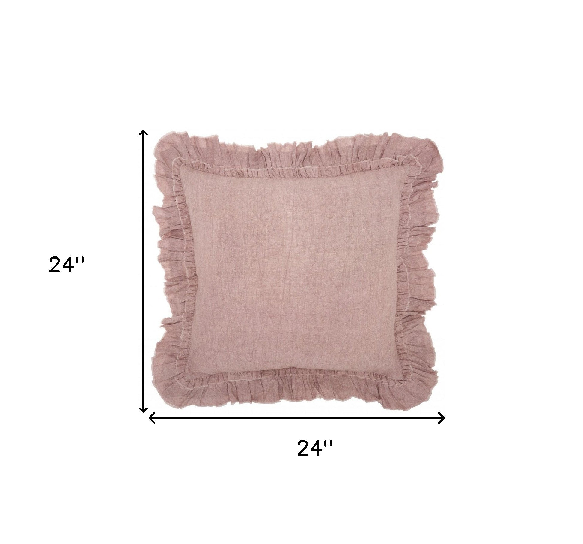 24" Pink Pillow With Ruffled Edges