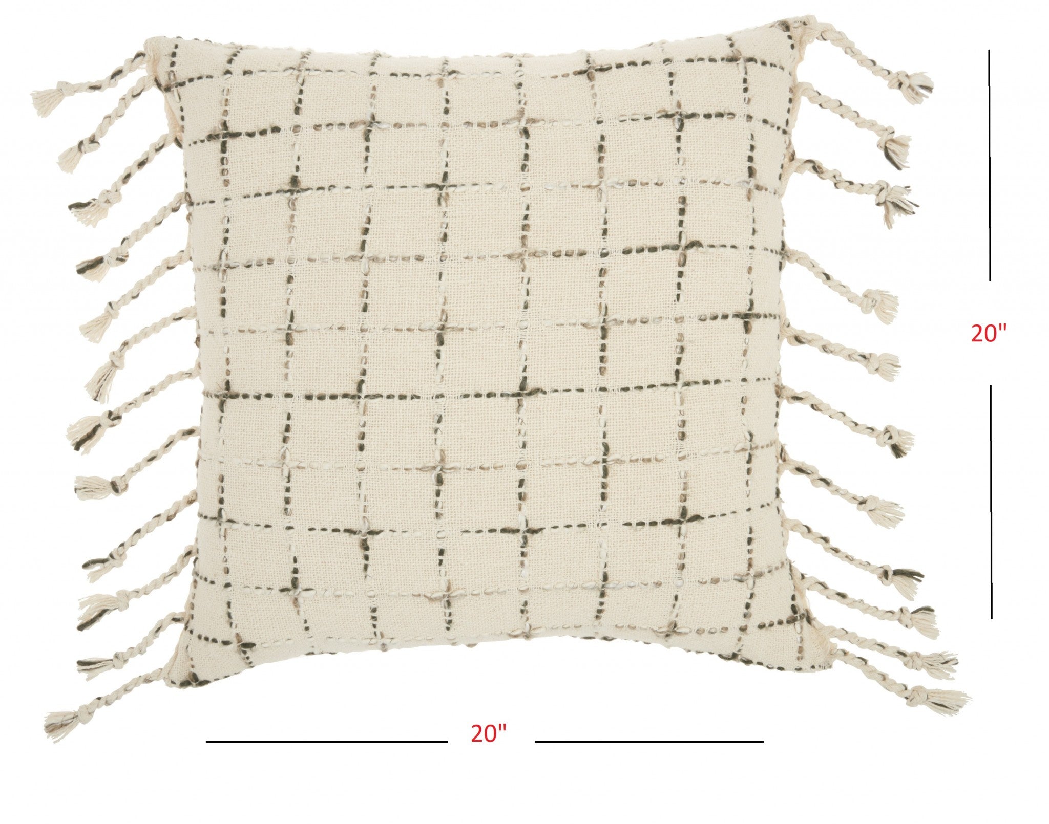 Brown And White Grid Detail Throw Pillow