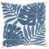 Blue And Ivory Tropical Leaves Throw Pillow