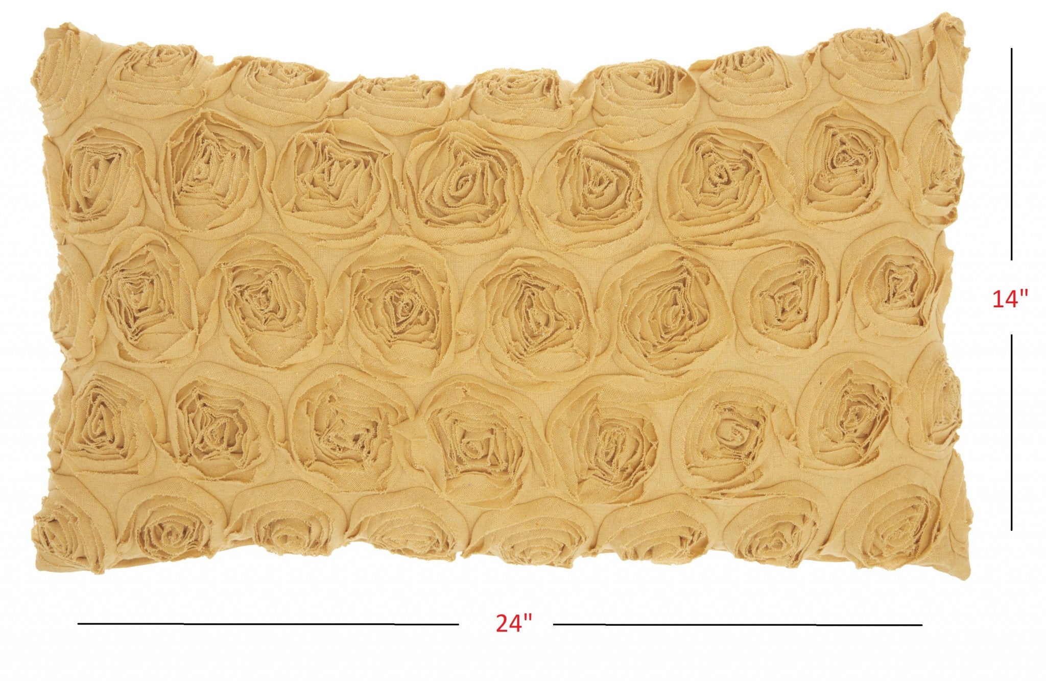 Yellow Embossed Rose Lumbar Pillow