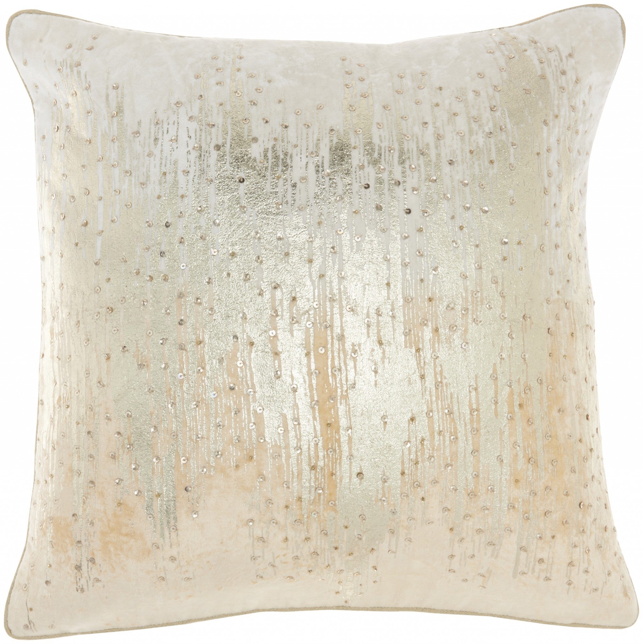 Cream Sequined Ombre Throw Pillow