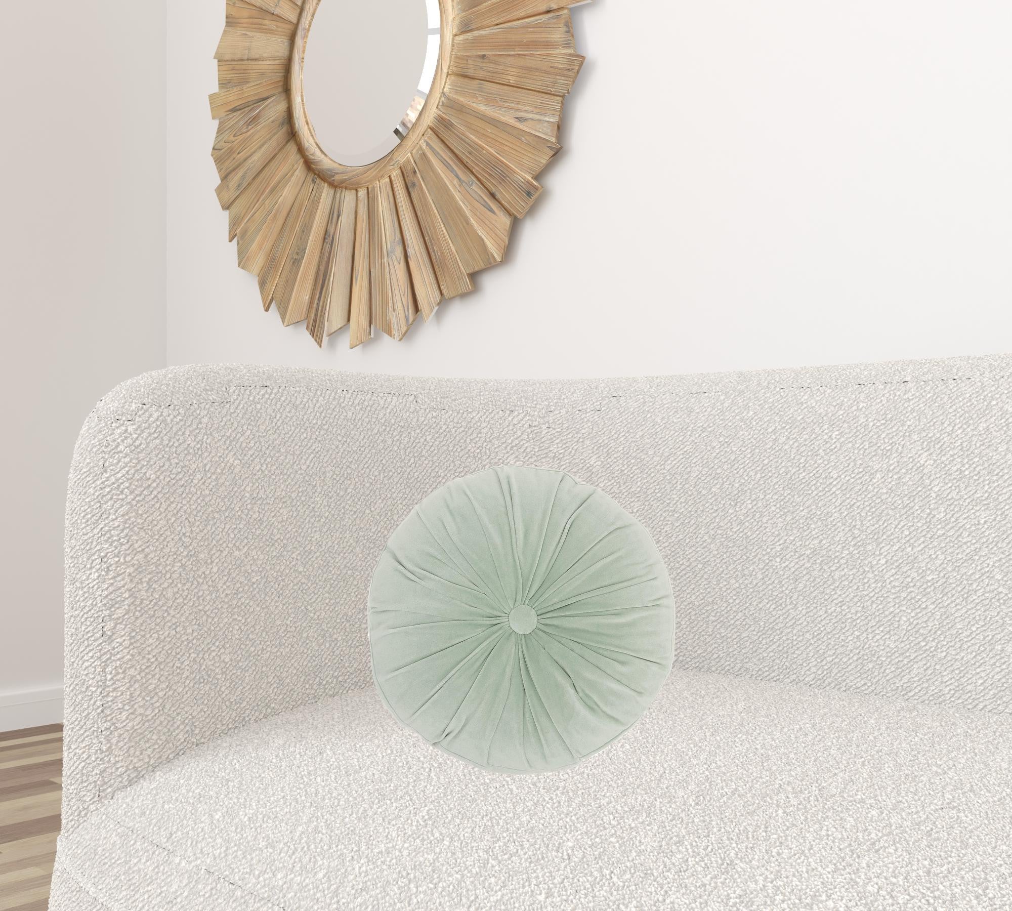 Mint Tufted Round Throw Pillow