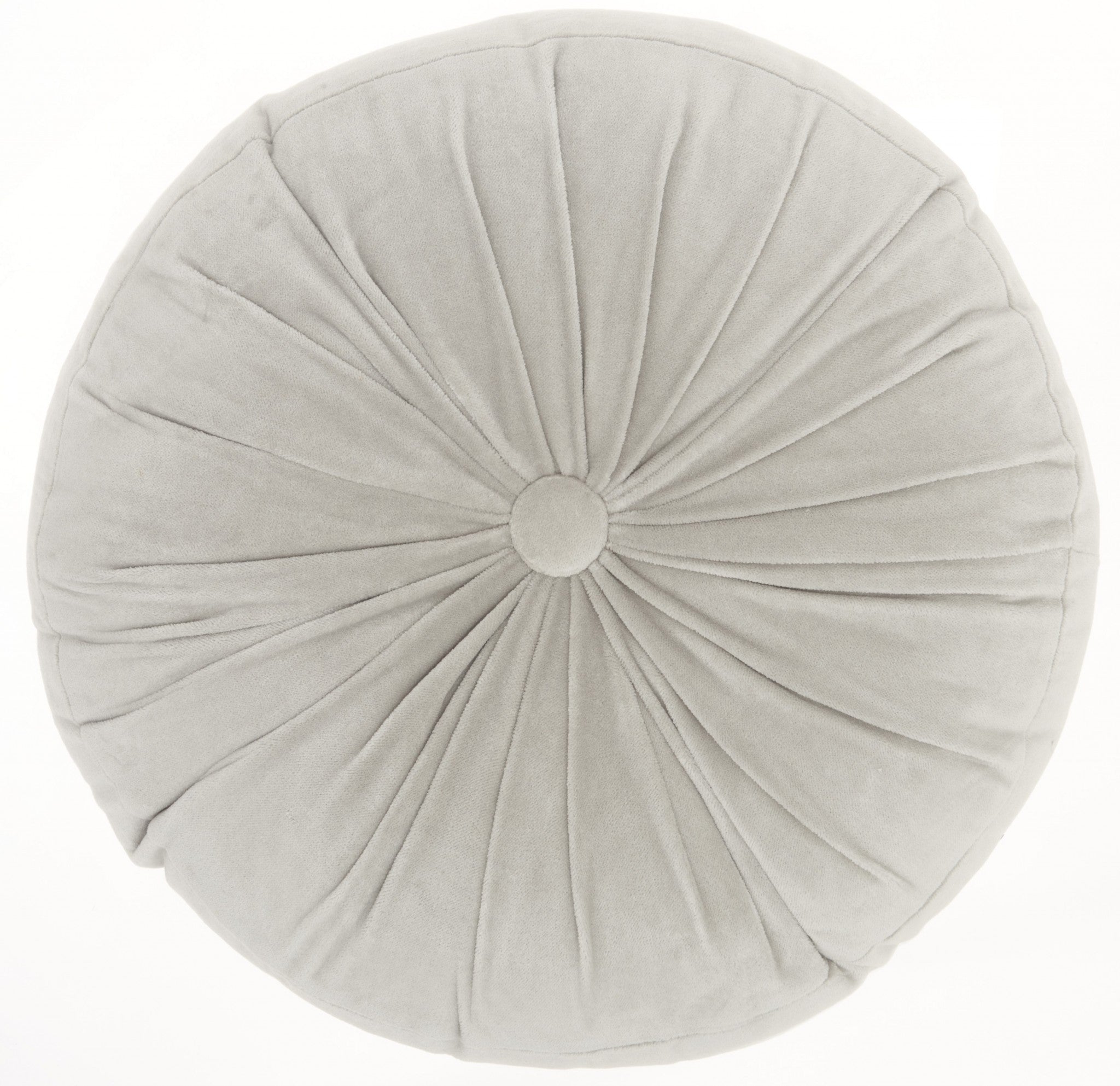 Light Gray Tufted Round Throw Pillow