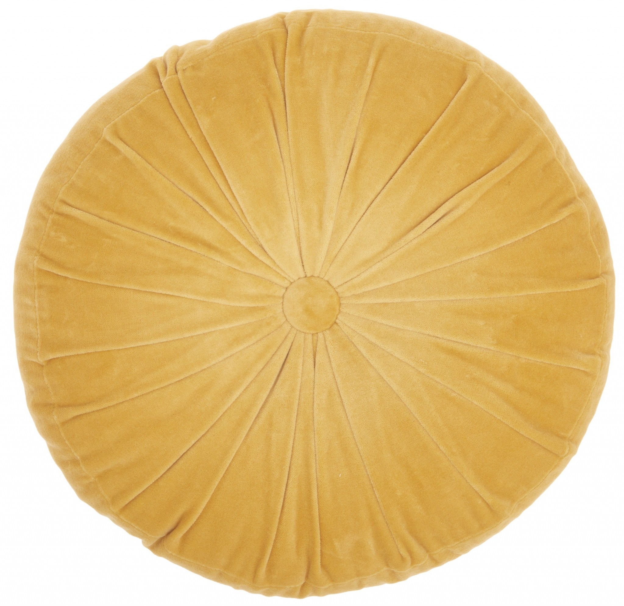 Mustard Tufted Round Throw Pillow