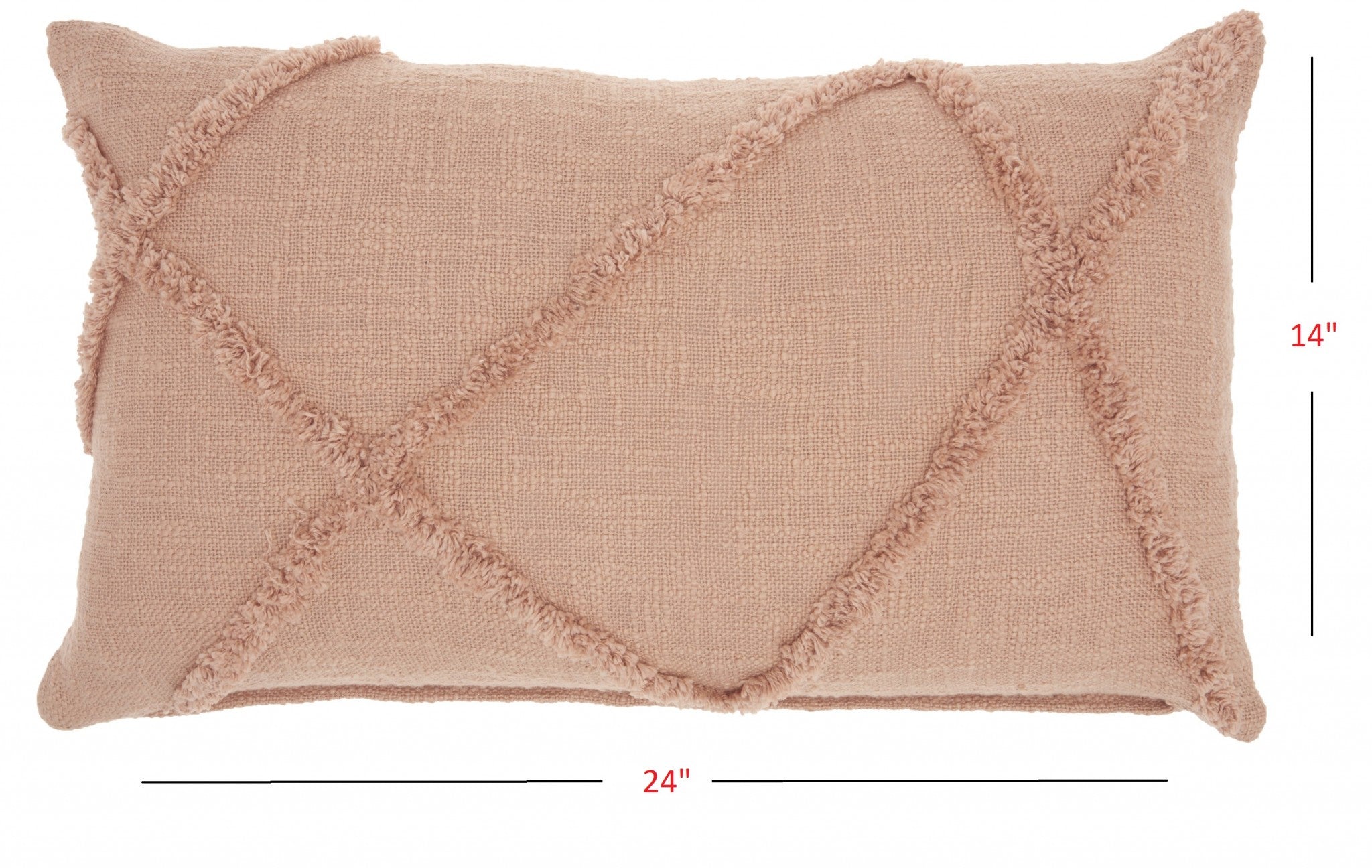 Tea Pink Abstract Shaggy Detail Lumbar Pillow