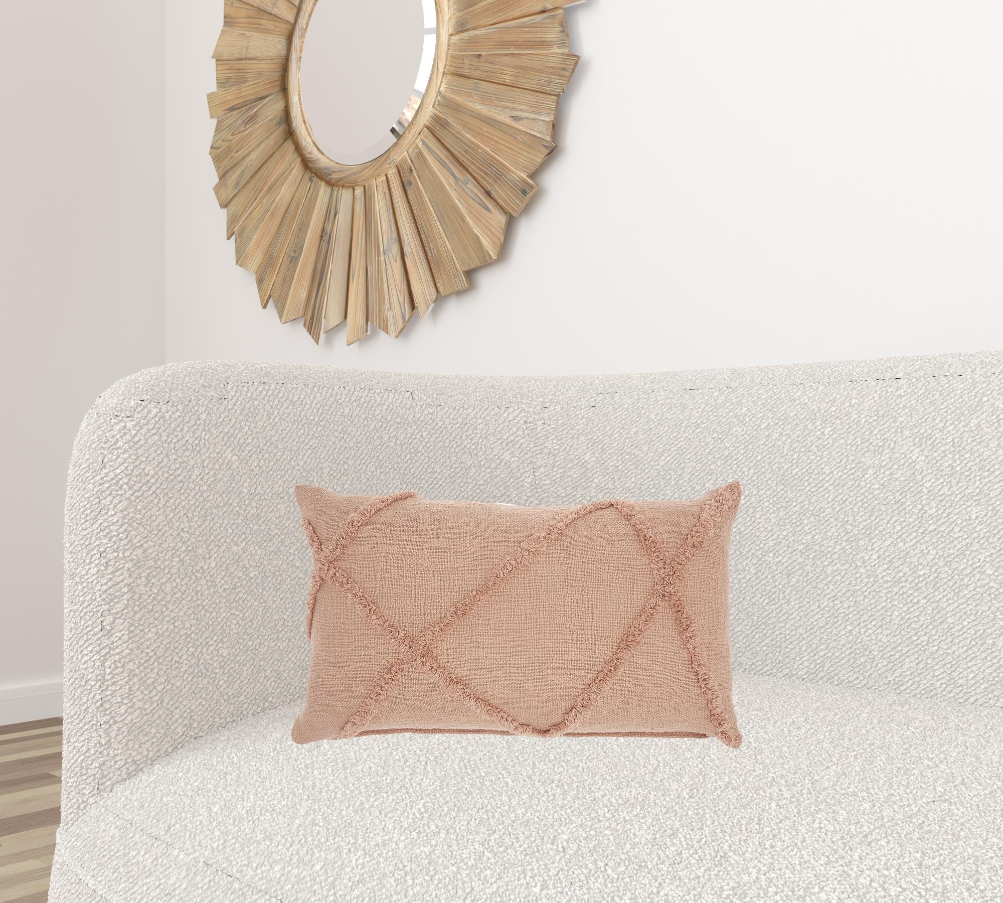 Tea Pink Abstract Shaggy Detail Lumbar Pillow