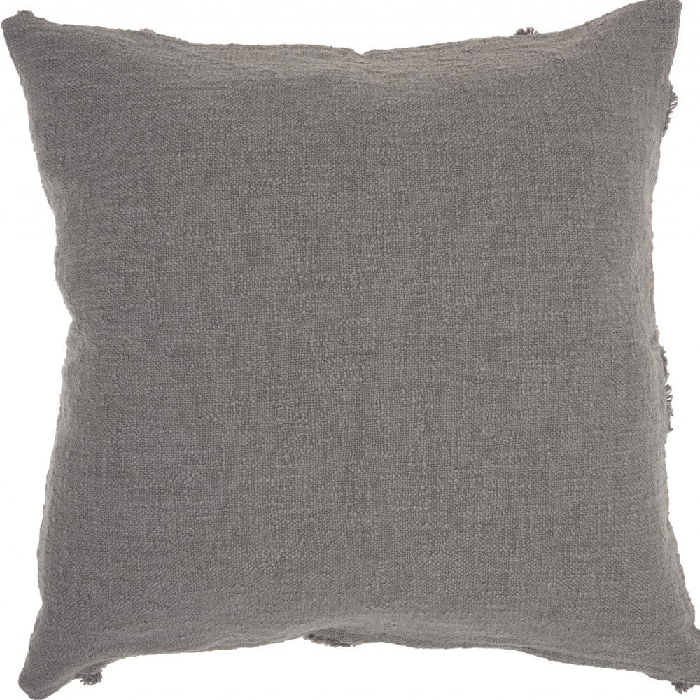 Gray Abstract  Shaggy Detail Throw Pillow