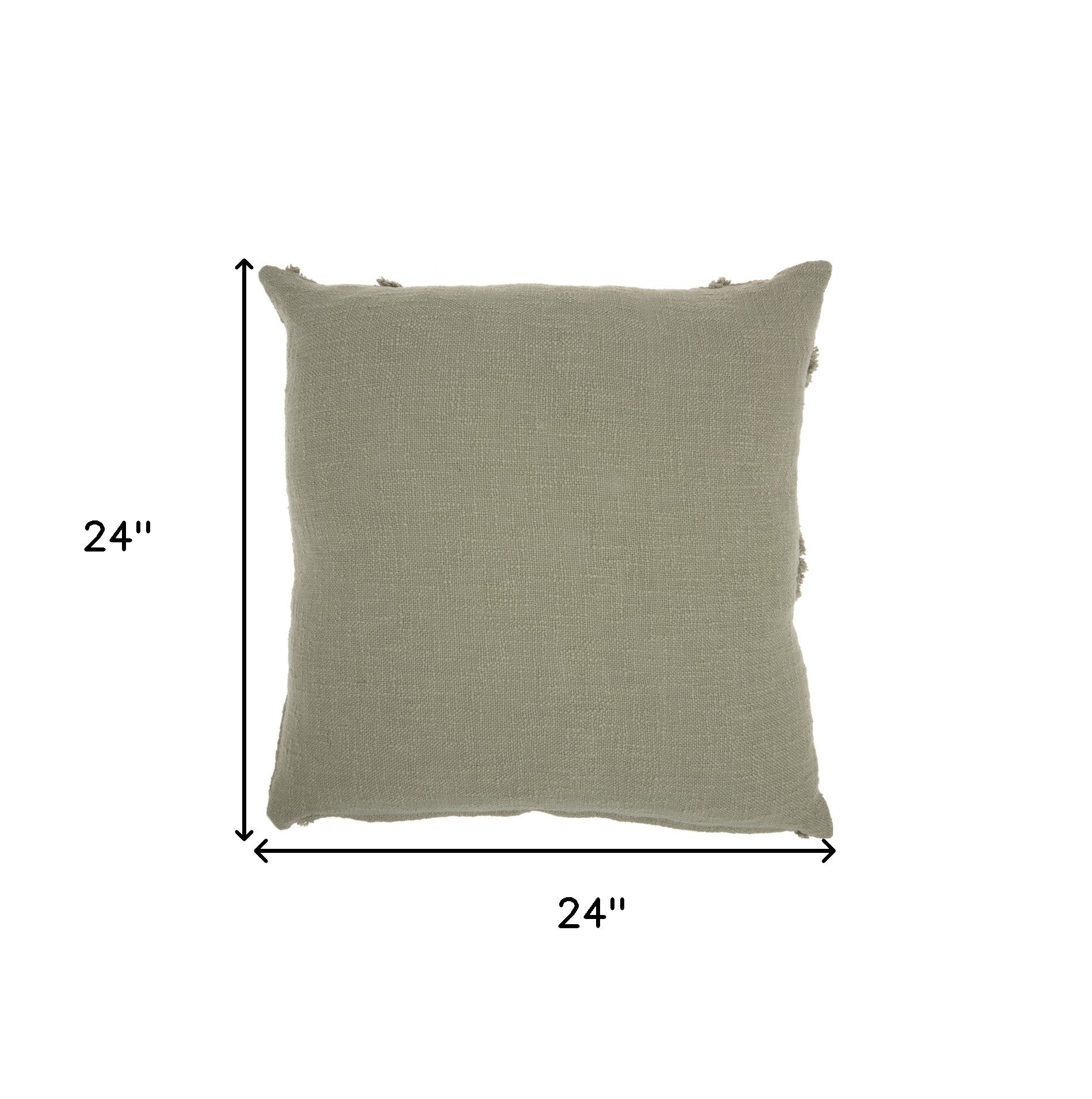 Light Abstract Khaki Green Shaggy Detail Throw Pillow