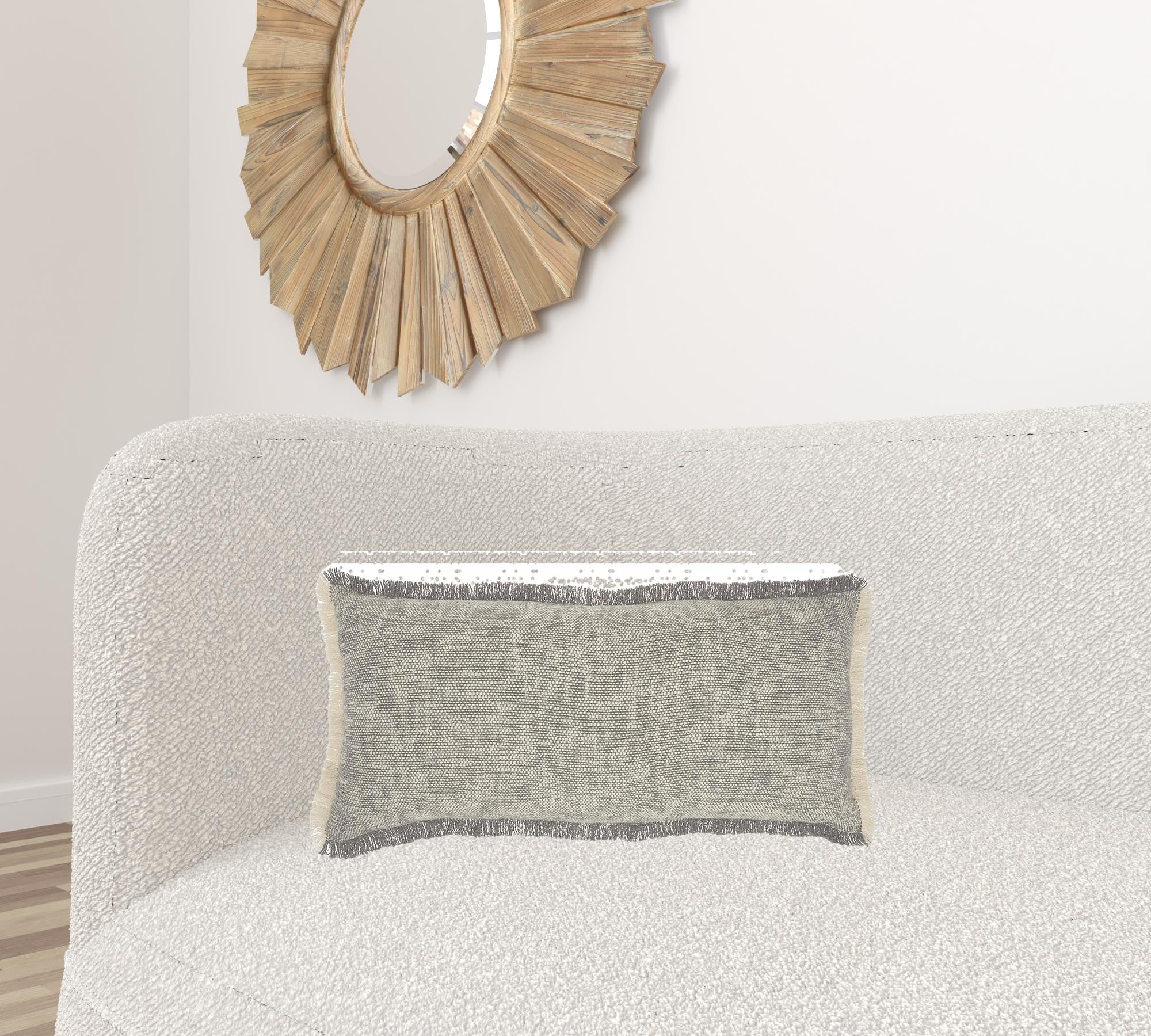 Gray And White Woven Heathered Lumbar Throw Pillow