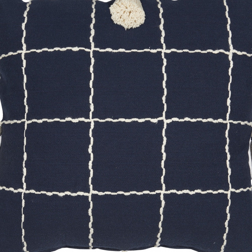 Boho Handcrafted Navy Accent Throw Pillow