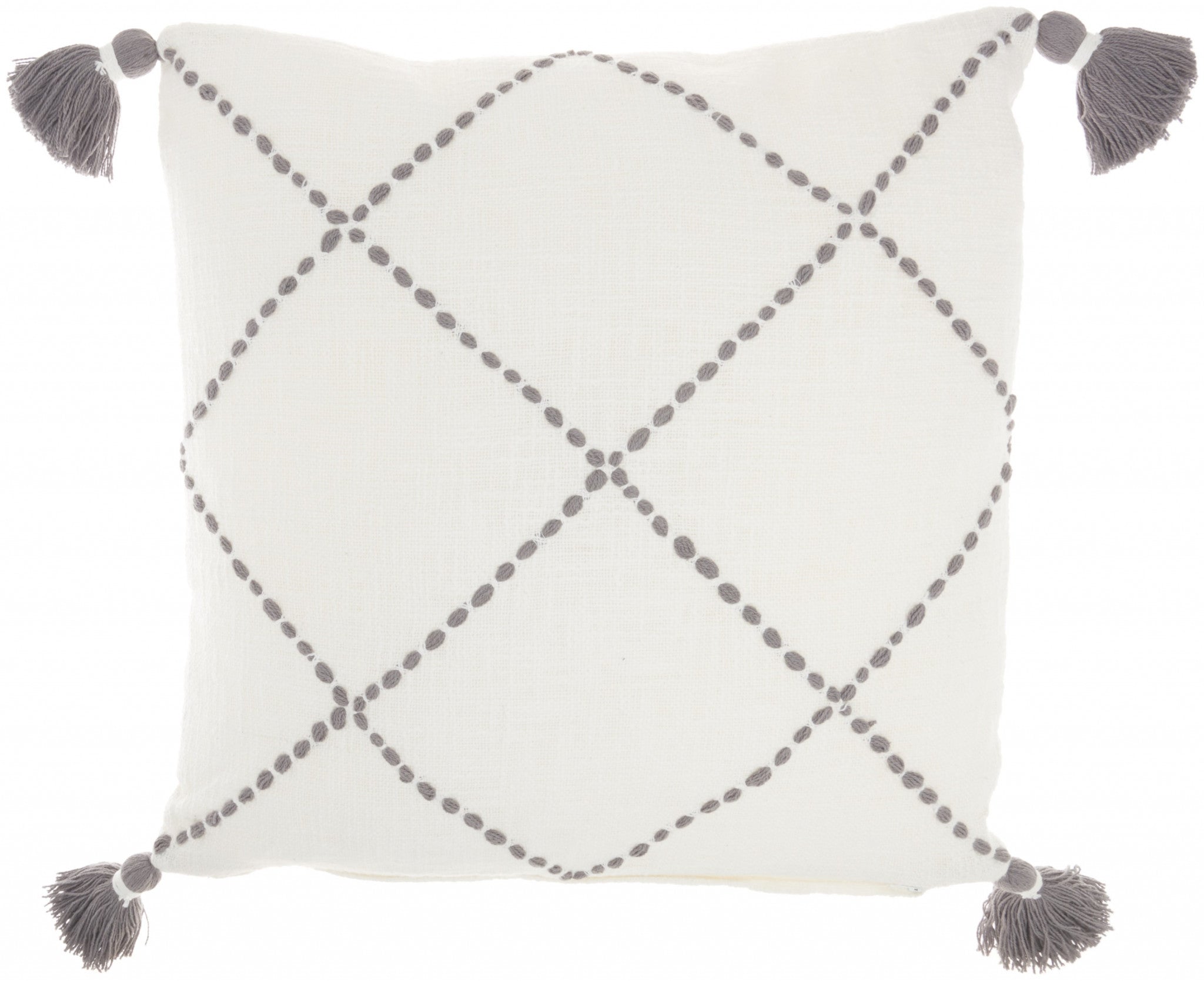 Boho Grey Cotton Accent Throw Pillow