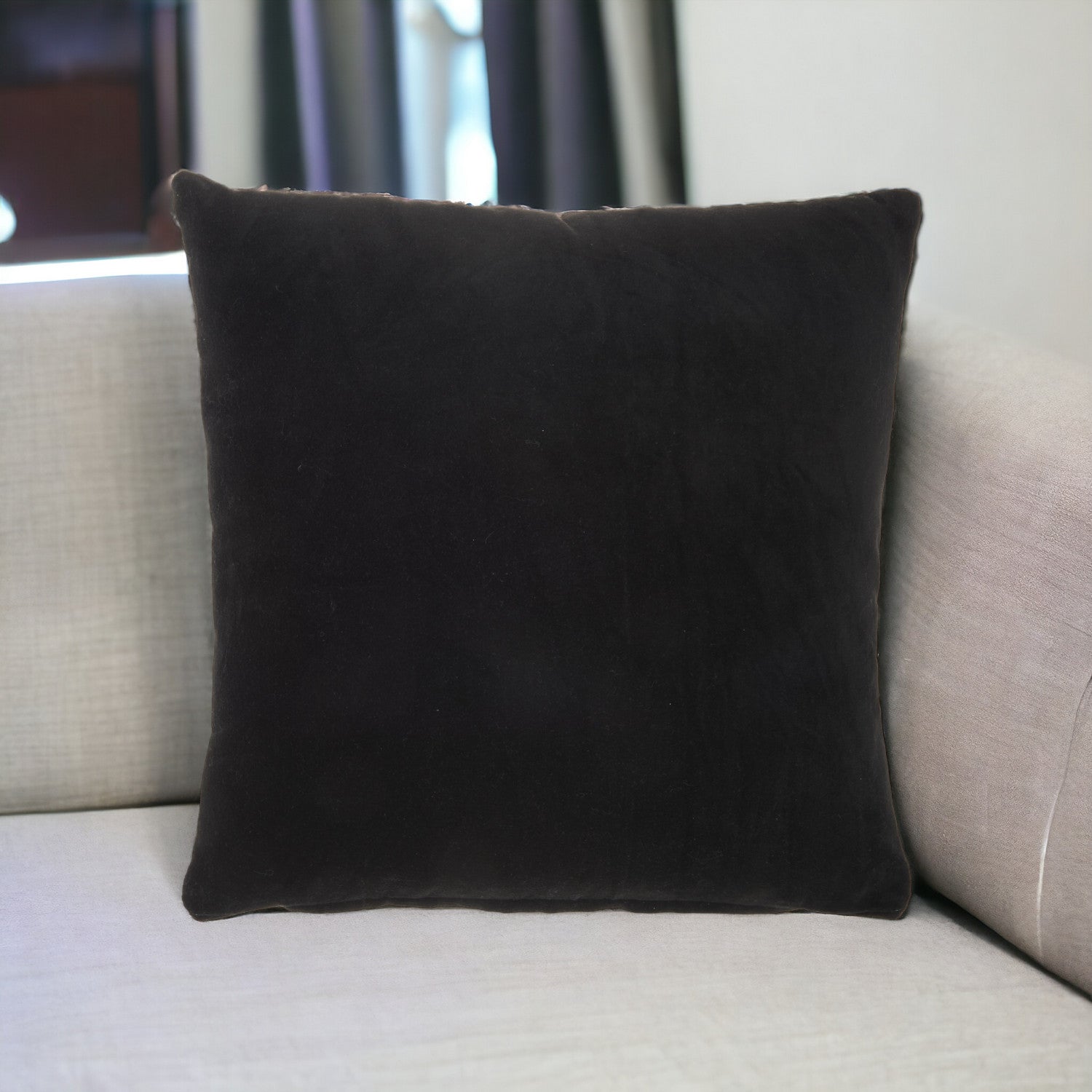 Solid Black Casual Throw Pillow