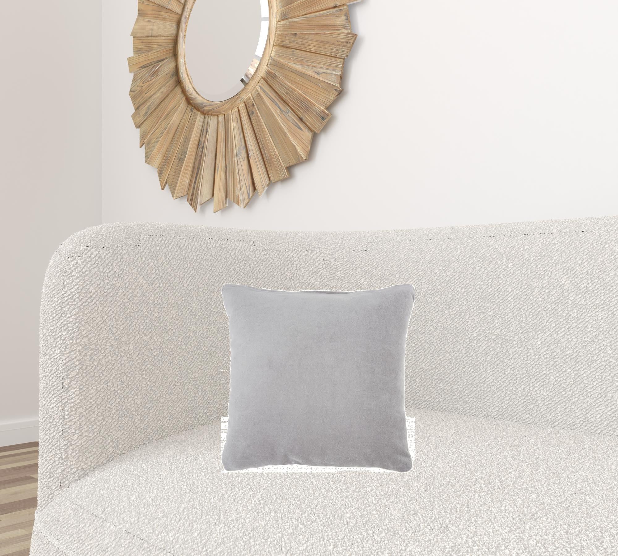 Gray Velvet Modern Throw Pillow