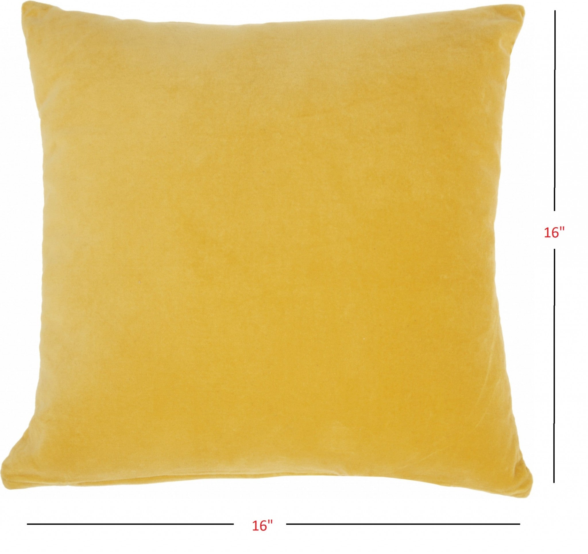 16" X 16" Yellow Solid Color Velvet Throw Pillow