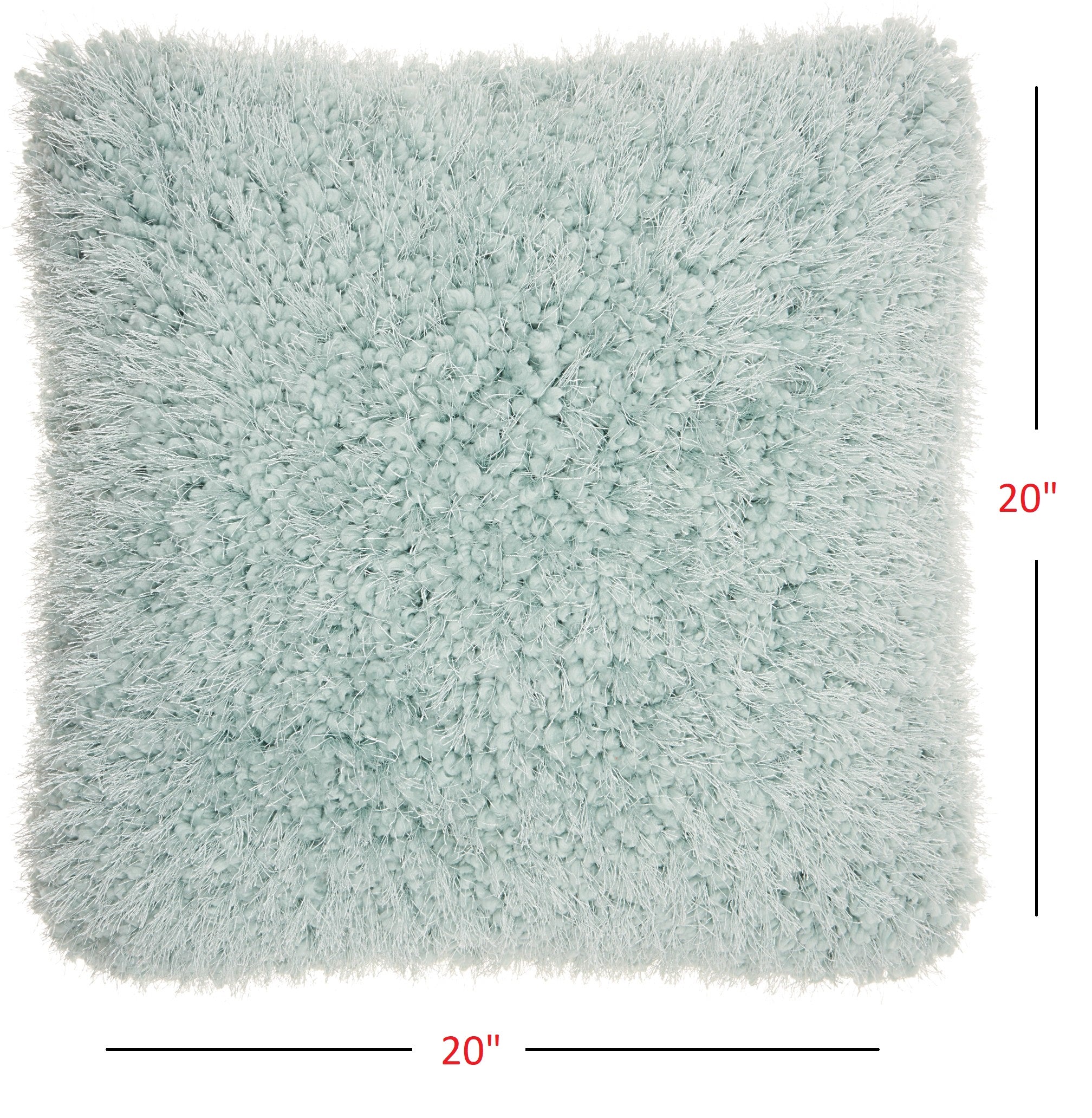 Fluffy Celadon Blue Shag Accent Throw Pillow