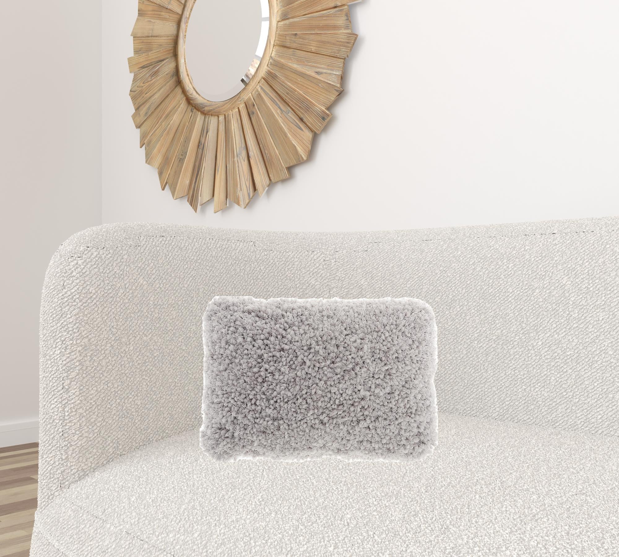 Pale Gray Knubby Plush Lumbar Throw Pillow