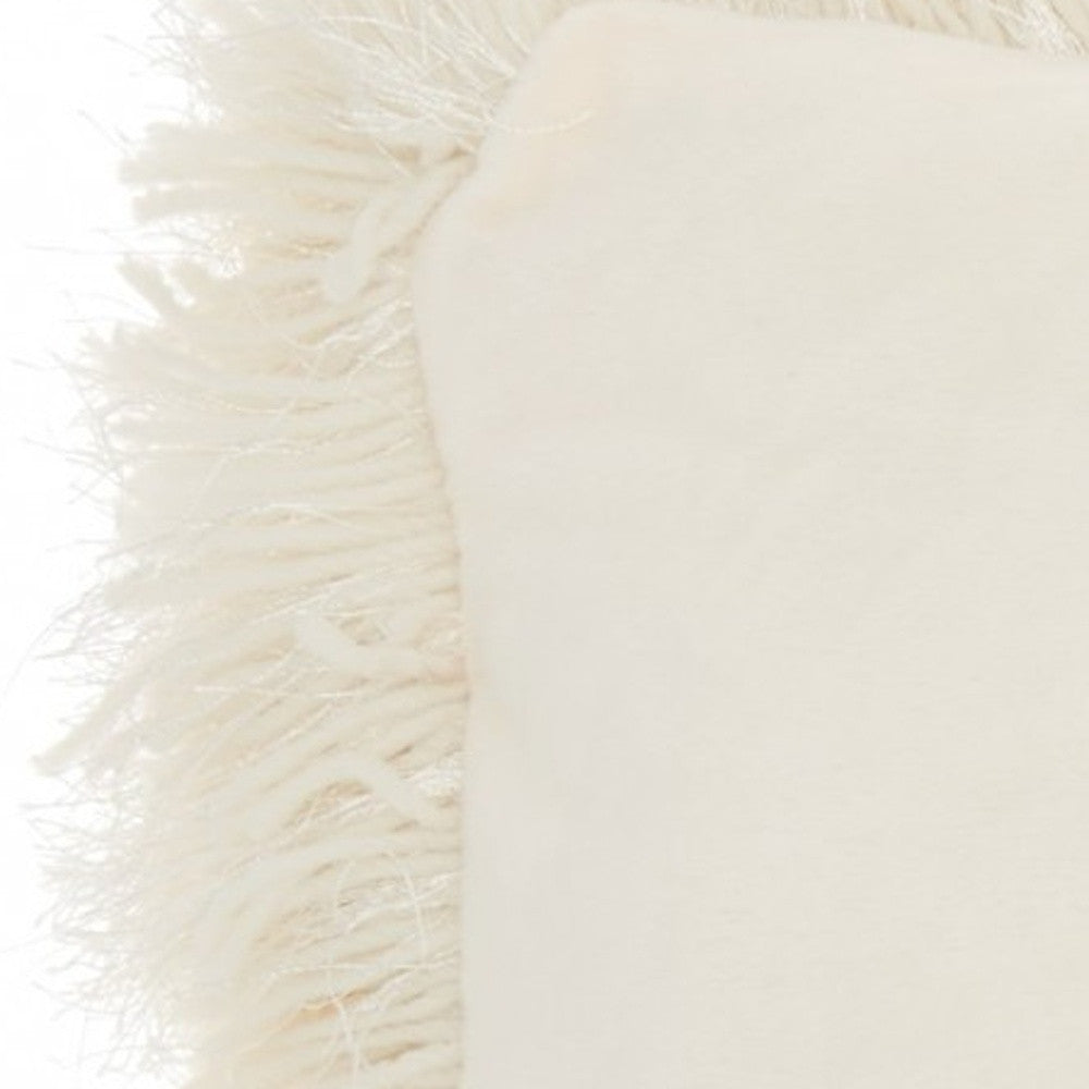 Cream Super Shaggy Throw Pillow