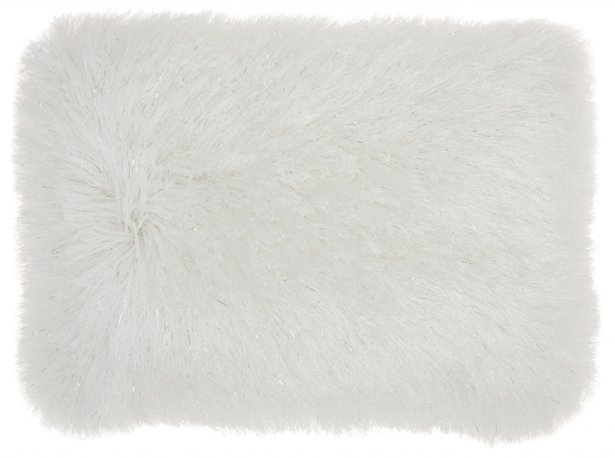 White Super Shaggy  Throw Pillow