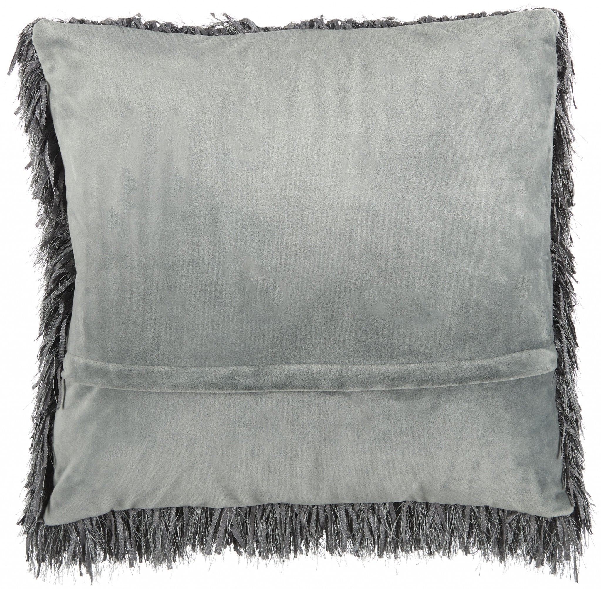 Square Charcoal Shag Throw Pillow