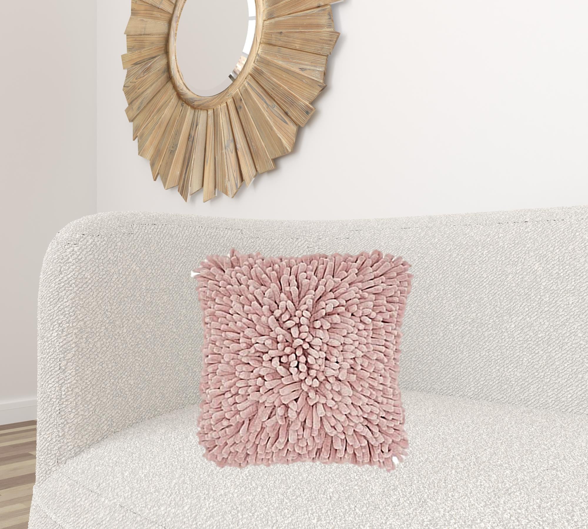 20" Pale Pink Soft Nubby Shag Throw Pillow