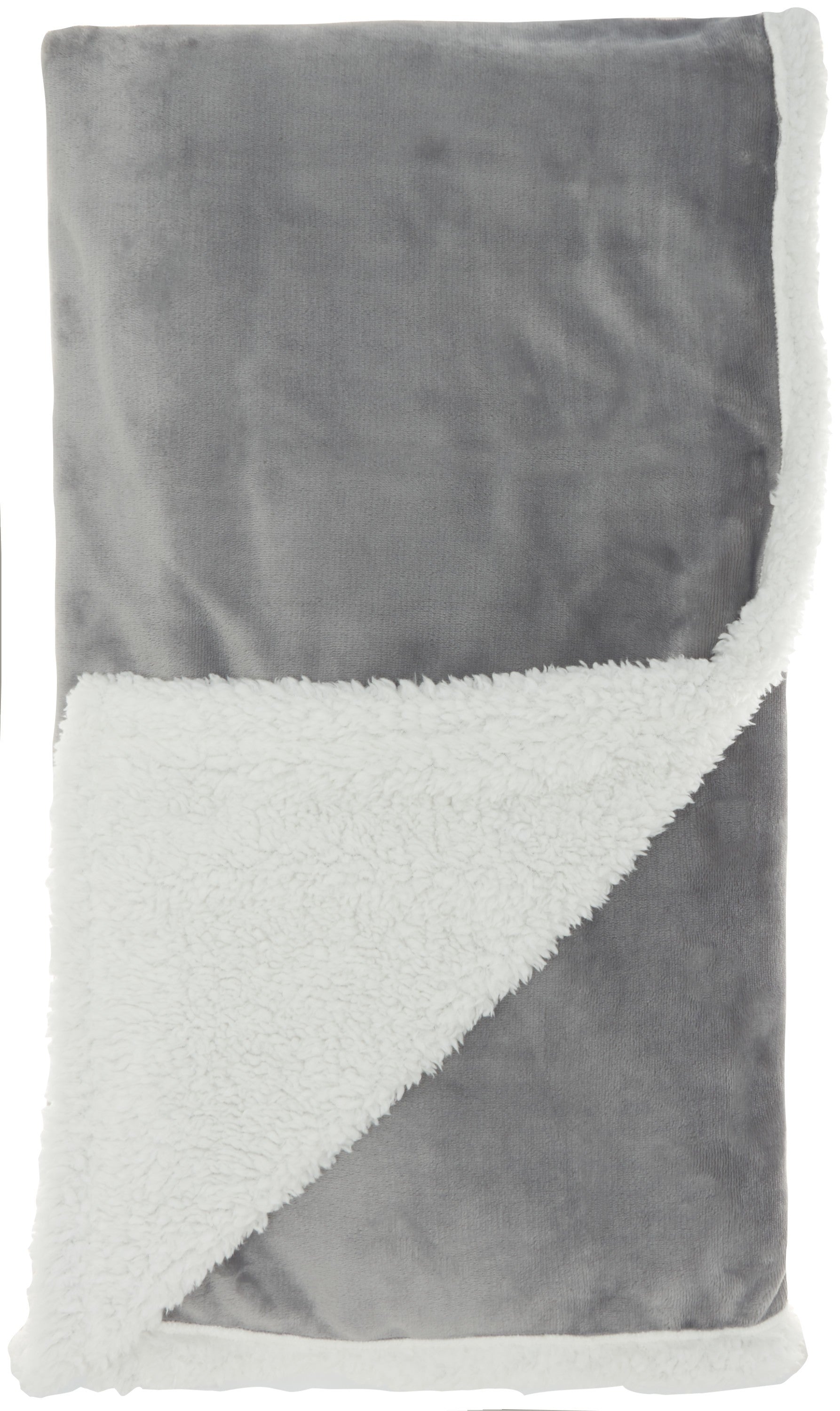 Boho Light Gray Fleece And Sherpa Accent Throw