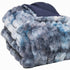 Chunky Sectioned Shades Of Blue Faux Fur Throw Blanket