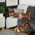 Rectangular Rustic Brown Faux Leather And Geometric Patterns Lumbar Pillow Cover