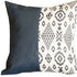 Bisected Eclectic Patterns And Spruce Blue Faux Leather Lumbar Pillow Cover