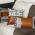 17" X 17" Brown and White Faux Leather Pillow Cover