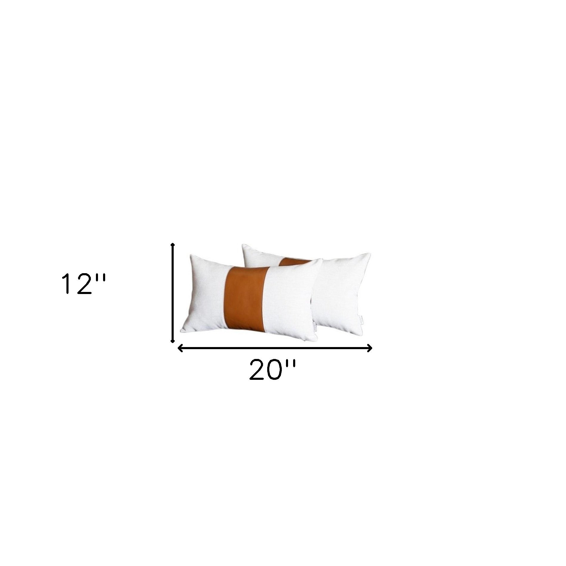 White And Brown Faux Leather Lumbar Pillow Cover