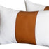 White And Brown Faux Leather Lumbar Pillow Cover