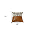 Set Of 2 Semi Brown Faux Leather And Eclectic Geometric Patterns Pillow Covers