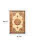 5’ X 7’ Gold And Orage Floral Medallionarea Rug