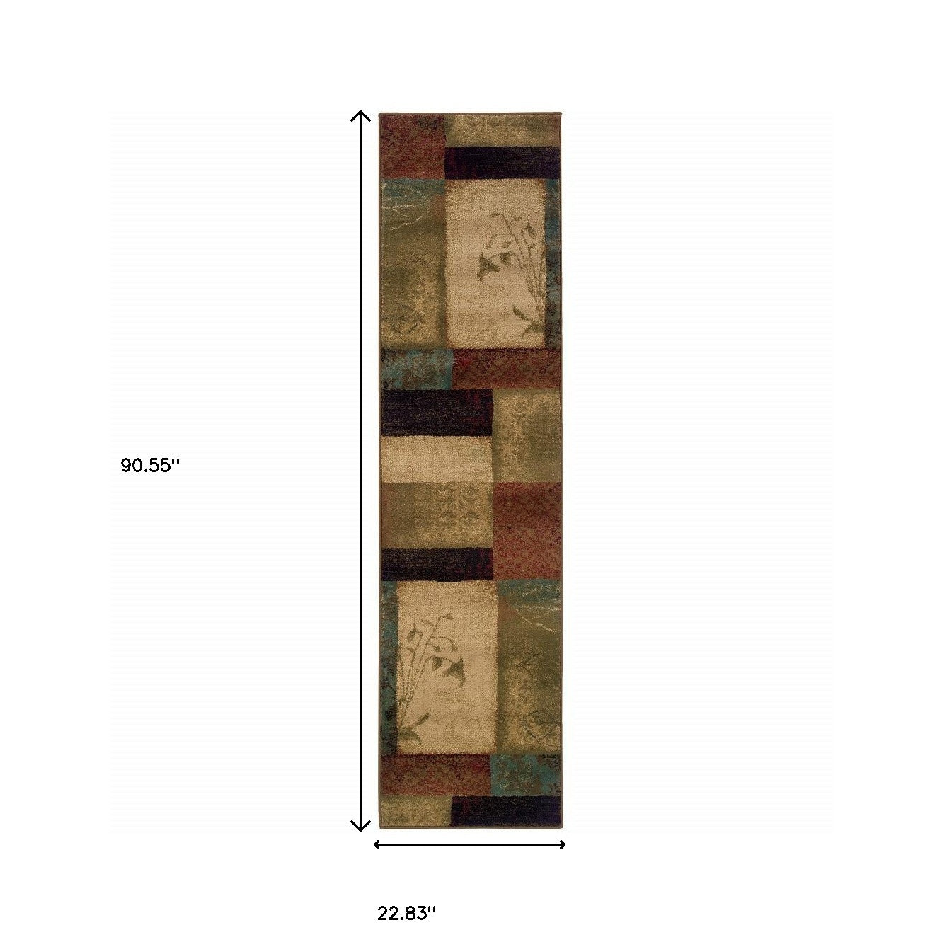 2’ X 3’ Beige And Brown Floral Block Pattern Scatter Rug