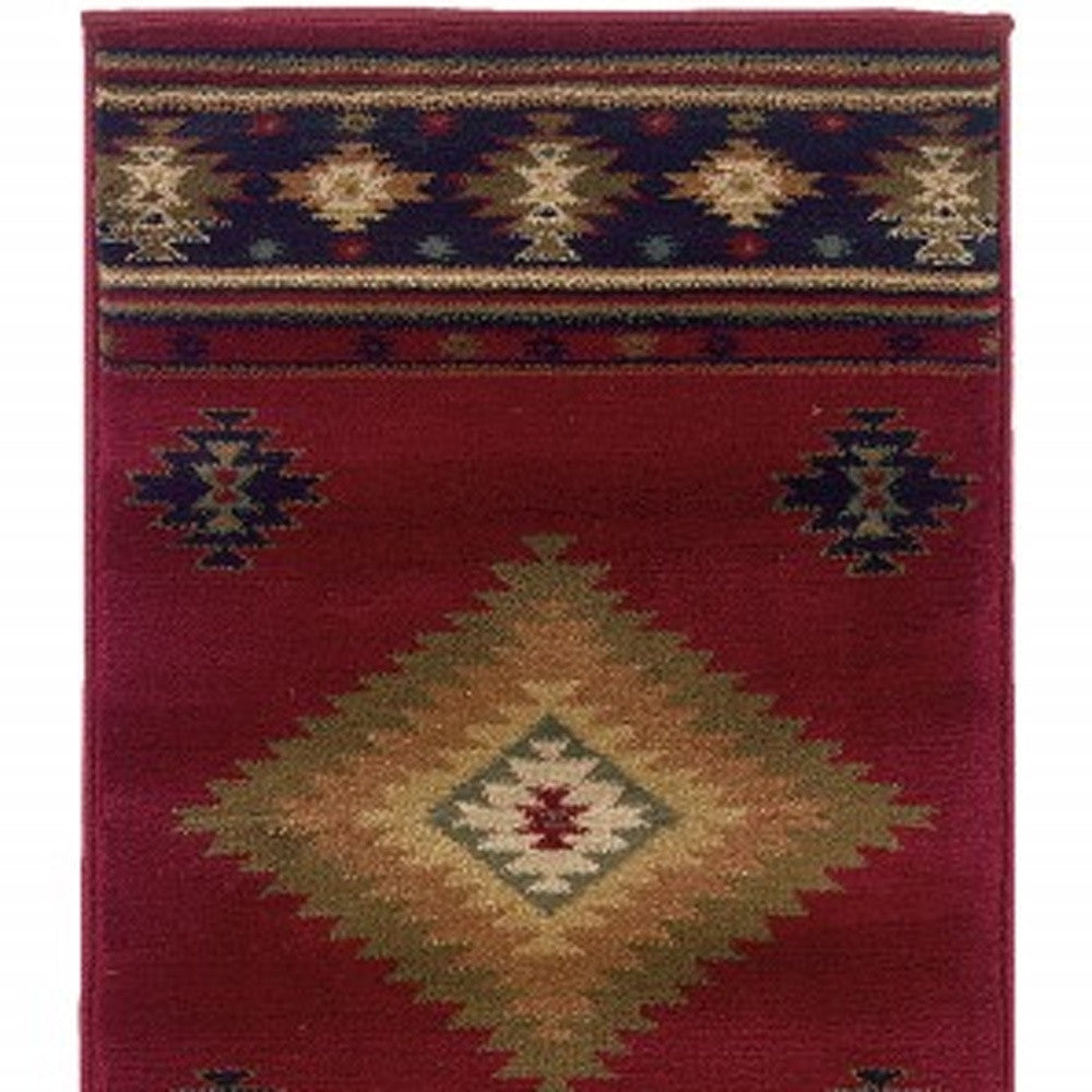 2’ X 3’ Red And Beige Ikat Pattern Scatter Rug