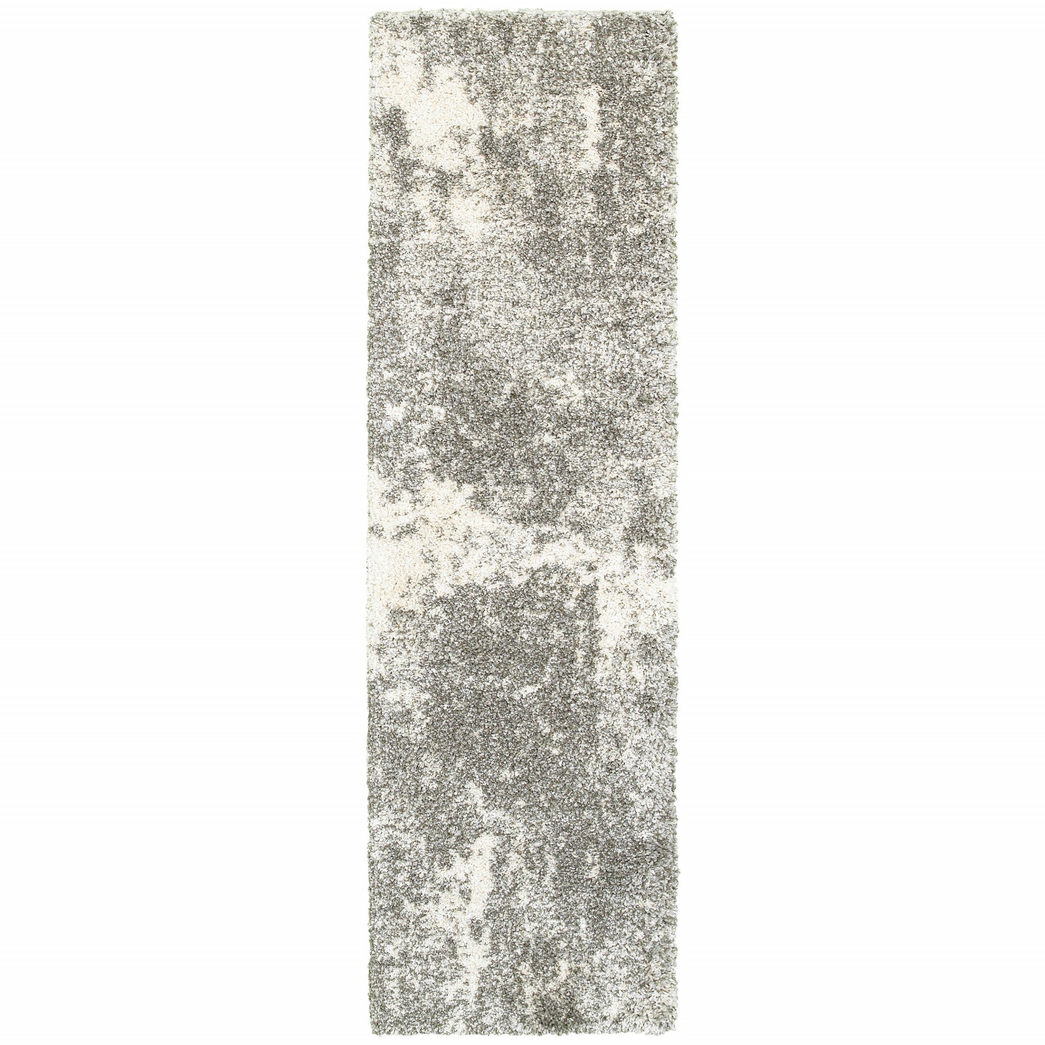 7’ X 10’ Gray And Ivory Distressed Abstract Area Rug