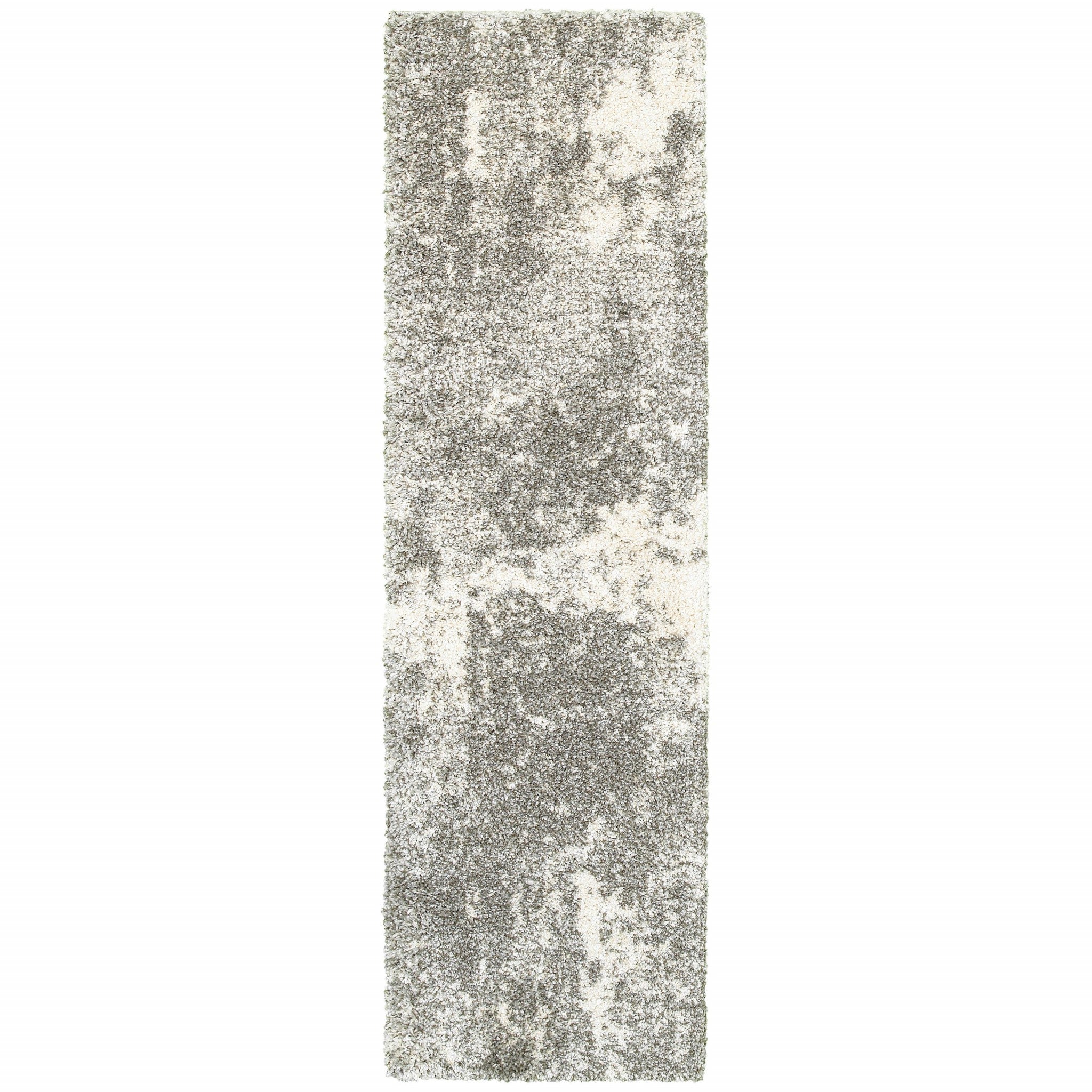 7’ X 10’ Gray And Ivory Distressed Abstract Area Rug