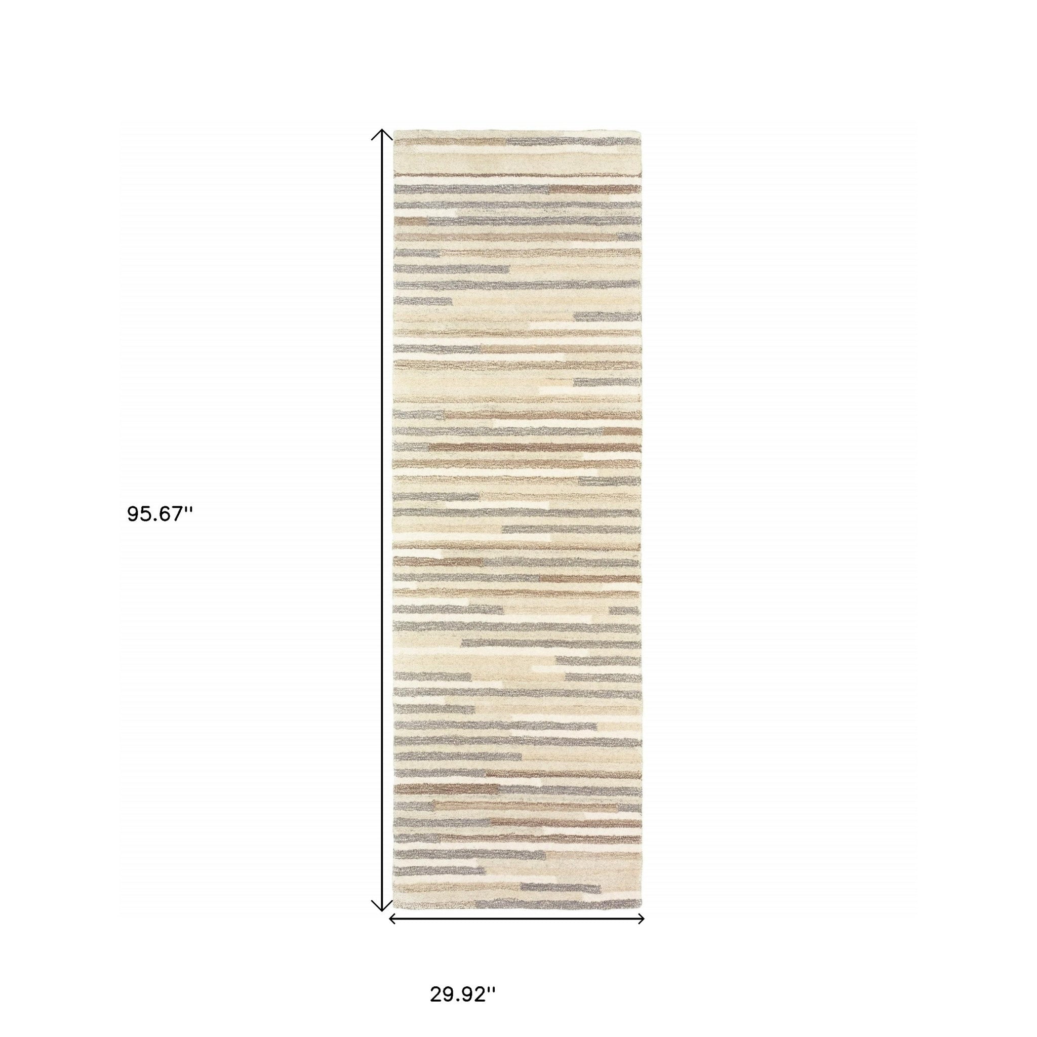 3’ X 8’ Beige And Gray Eclectic Linesrunner Rug