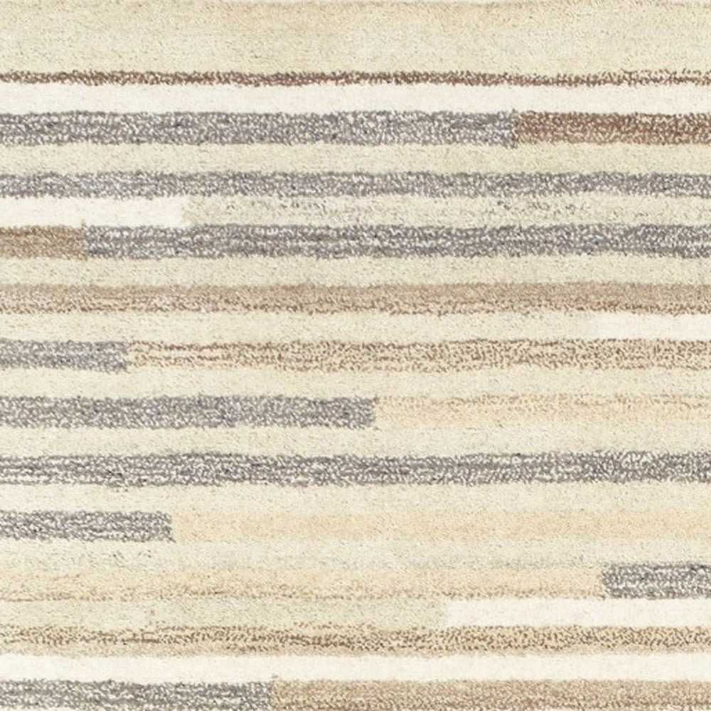 3’ X 8’ Beige And Gray Eclectic Linesrunner Rug