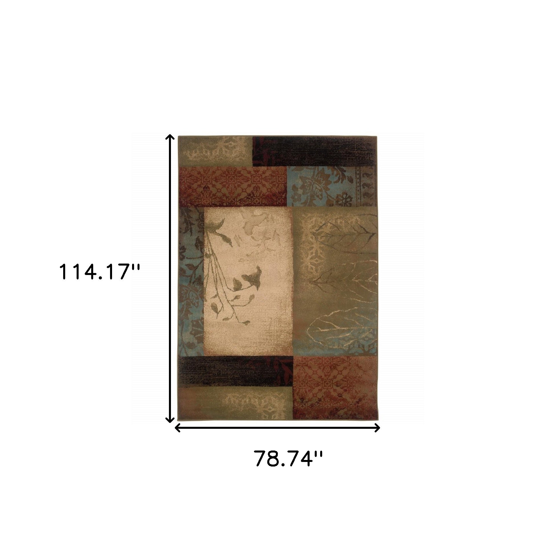 2’ X 3’ Beige And Brown Floral Block Pattern Scatter Rug